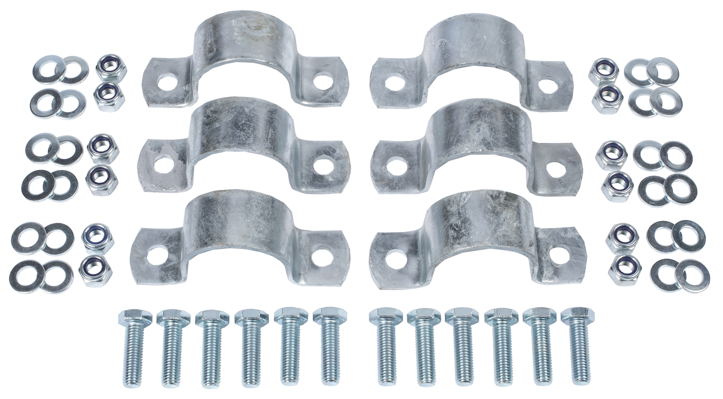 Montageset Bullenbürste Ref. 1005932 an Abtrennung V bzw. Rohr d= 60 mm 6x Vollschelle, Schrauben und Muttern