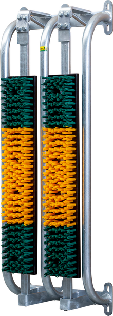 Gefederte Bürste mit Schutzrahmen