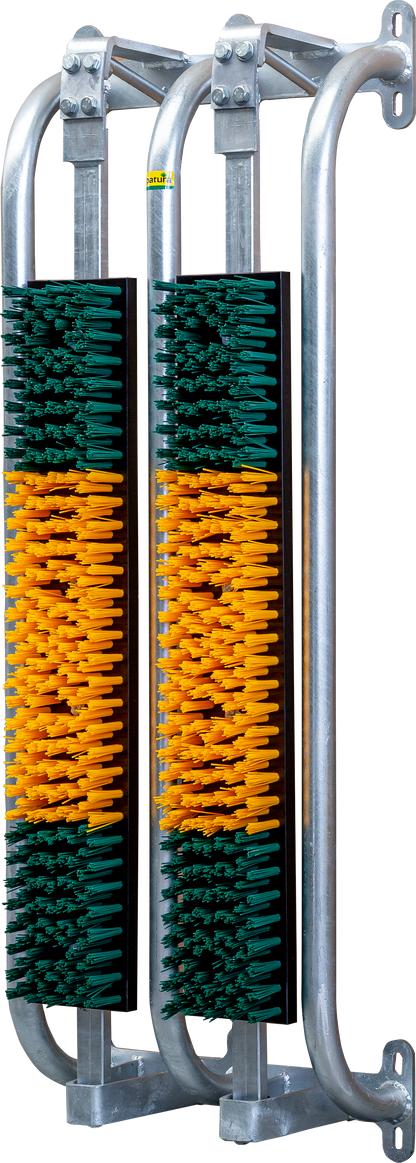 Gefederte Bürste mit Schutzrahmen