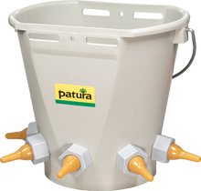 Tränkeeimer für Lämmer 5 Tränkestellen, Inhalt: 9 Liter inkl. 5 x Sauger, braun, kurz