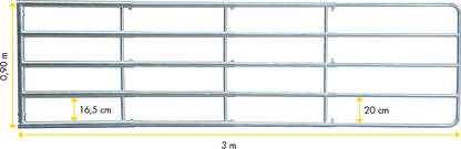 Dreifach verstellbares Weidezauntor Compact, Länge 1,25 - 3,00 m, Höhe 90 cm inkl. Montageteile