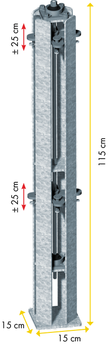 Pfosten mit stufenloser Höhenverstellung H= 1,15 m inkl. Montagebolzen