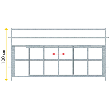 Abtrennung mit verstellb. Lämmerschlupf L= 1,89 m, H= 1,00 m