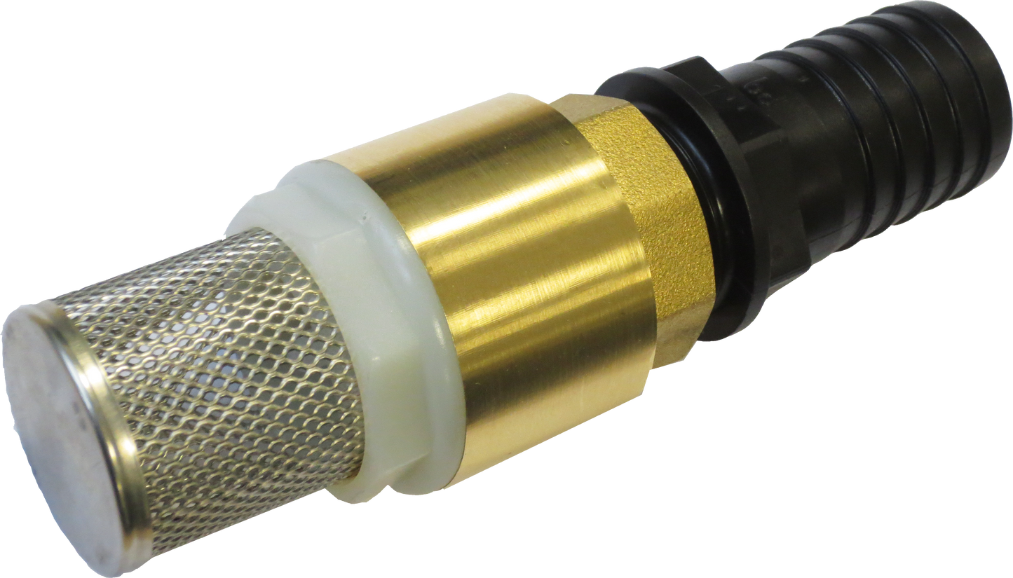 Saugkorb mit Rückschlagventil inkl. Schlauchanschluß-Stutzen 1" und Edelstahl-Schlauchelle 25 - 40 mm