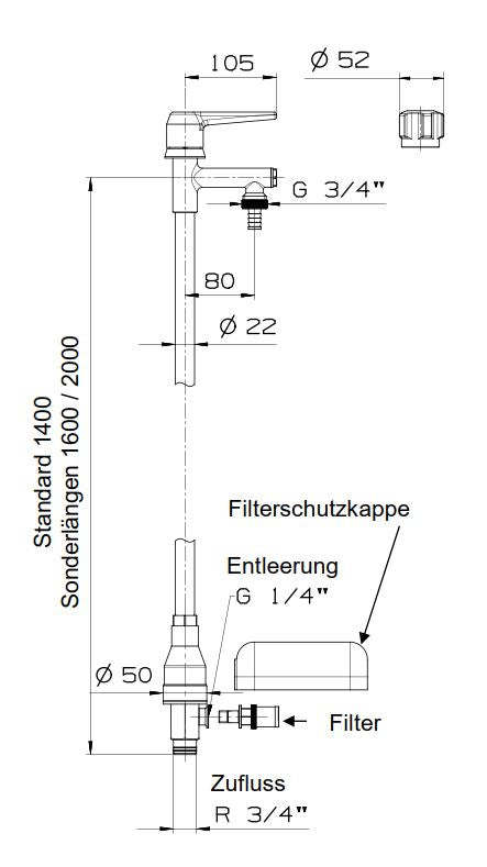Frostsicheres Standventil (geeignet bis 8 bar Wasserdruck)