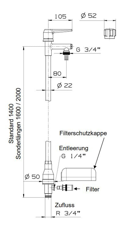 Frostsicheres Standventil (geeignet bis 8 bar Wasserdruck)