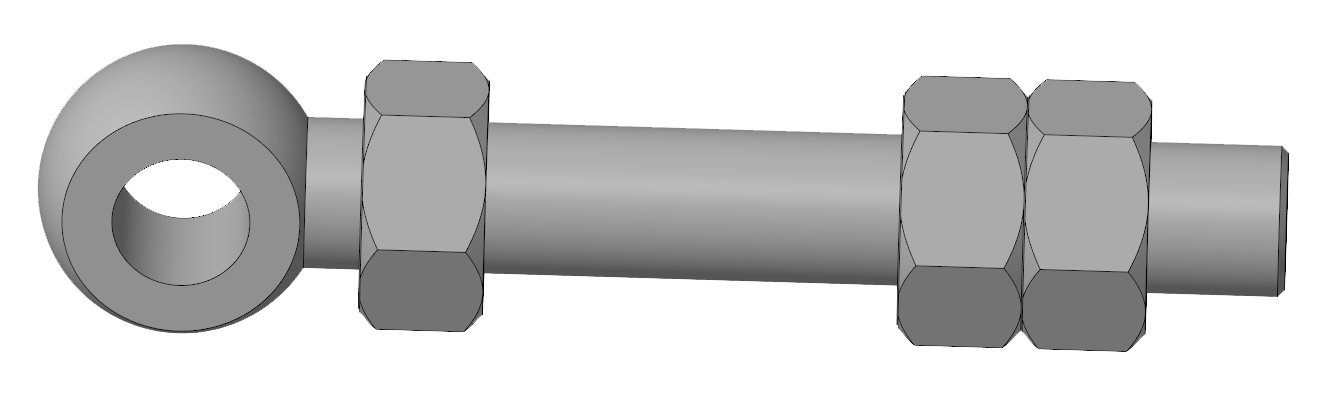 Augenschraube 22x160mm für Abtrennungen und Tore, mit 3 Muttern M22 durchgehendes Gewinde, verzinkt