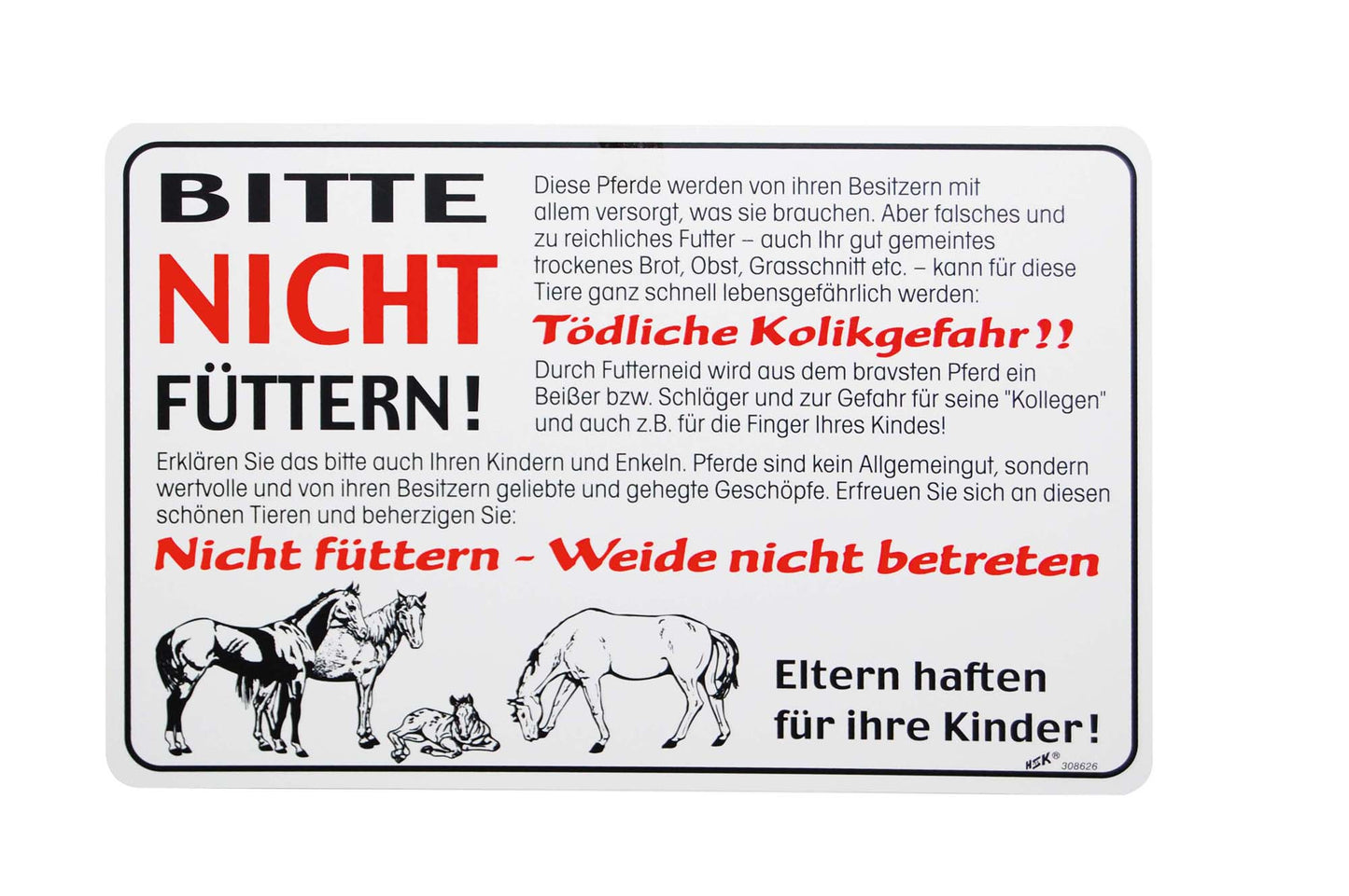 Verbotsschild "Pferdeweide"
