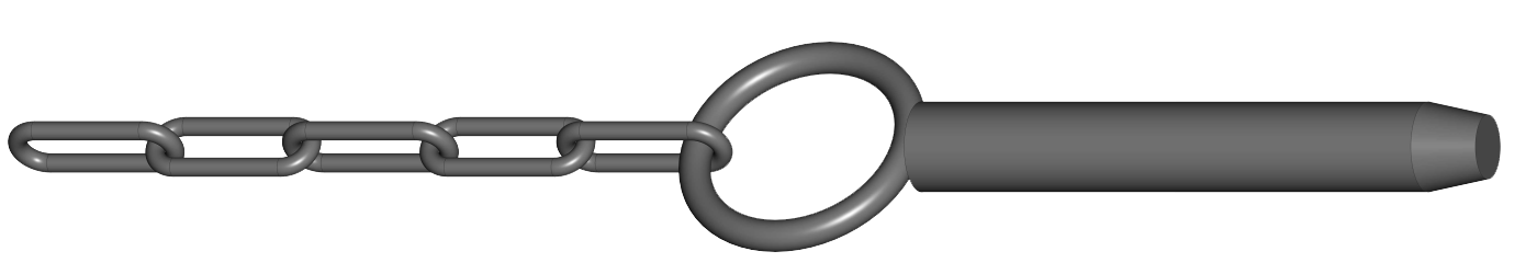 Bolzen mit Kette d= 14 mm, Bolzenlänge 75 mm, Kettenlänge 136 mm, für Anschraubteile und Schellen