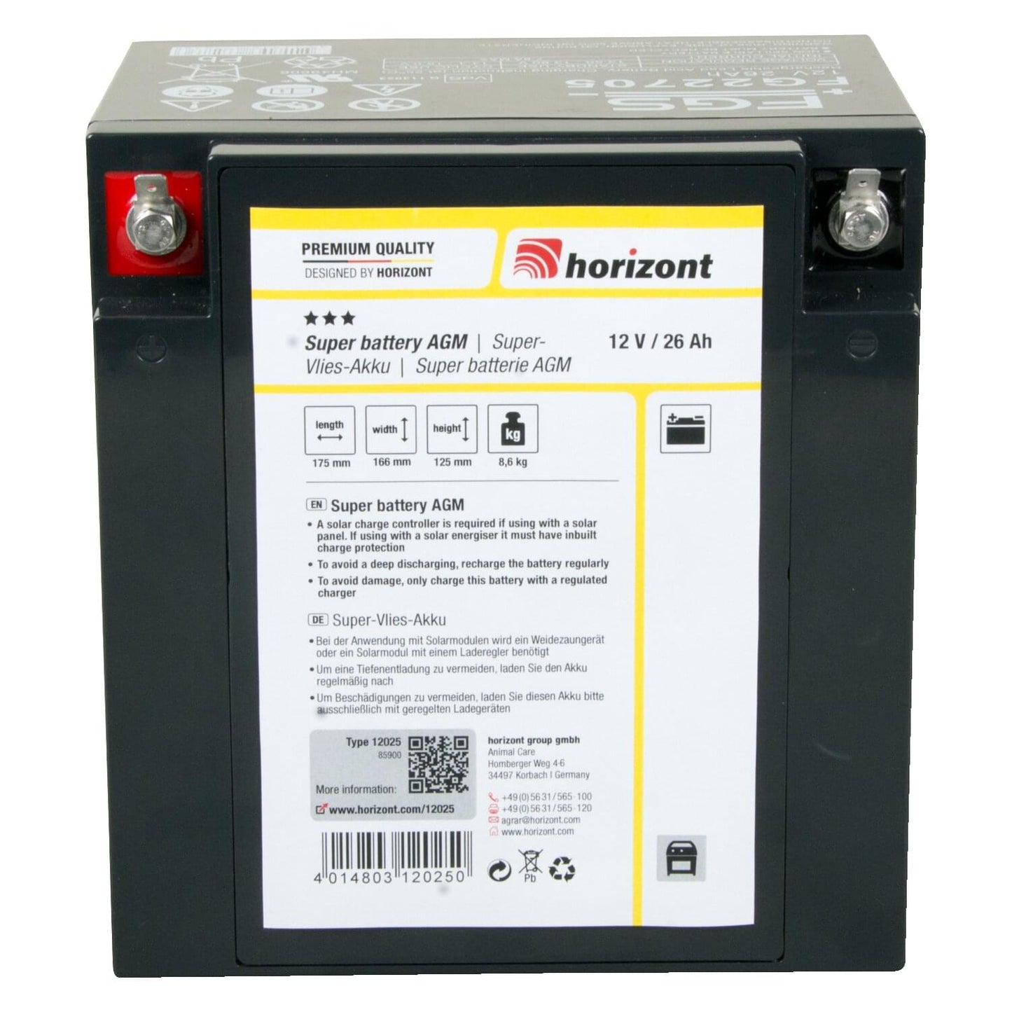 12 V Akku Super-Vlies | 26 Ah