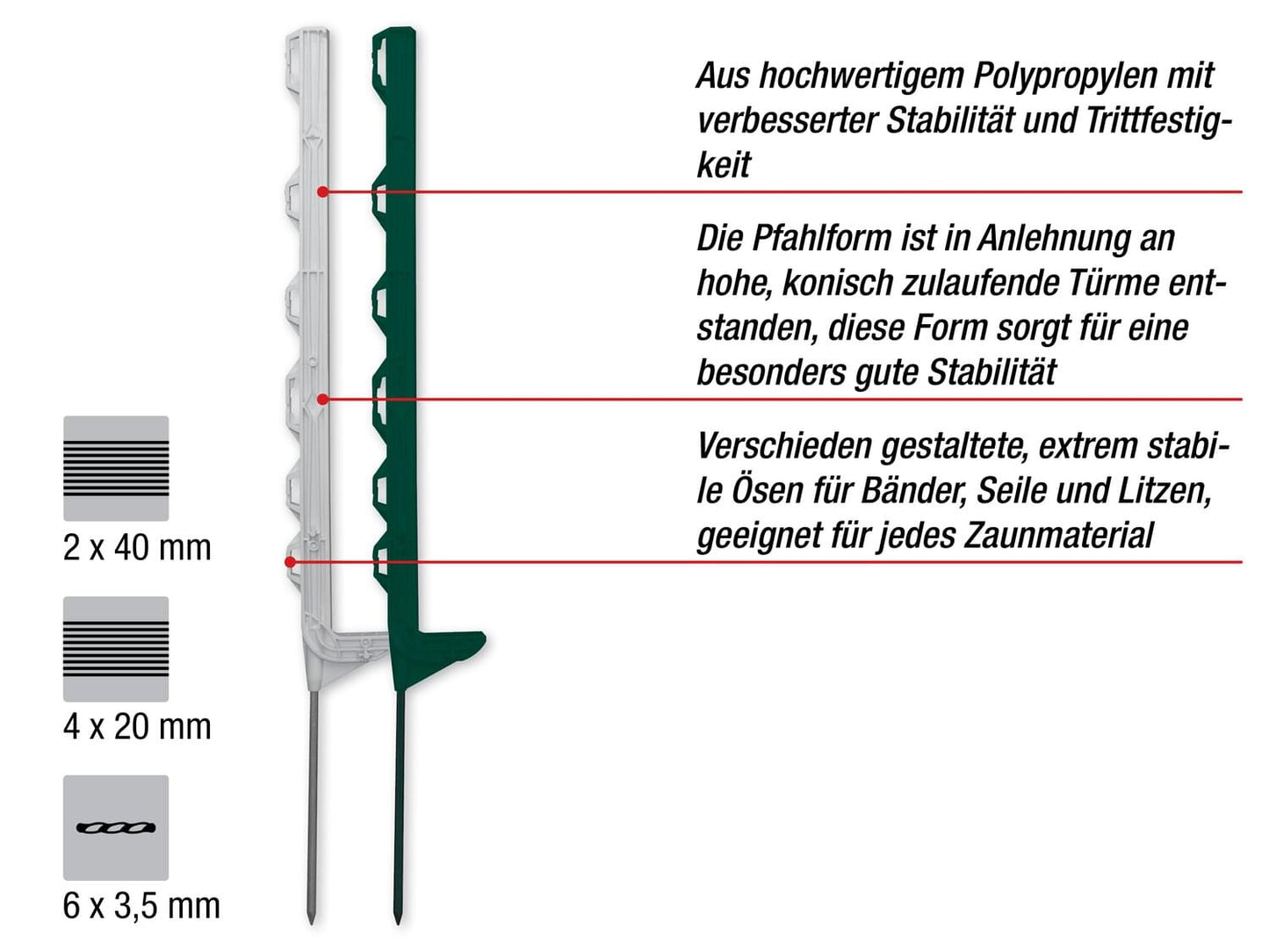Kunststoffpfahl turbomax® smart post I 78 cm I grün I 5 Stück