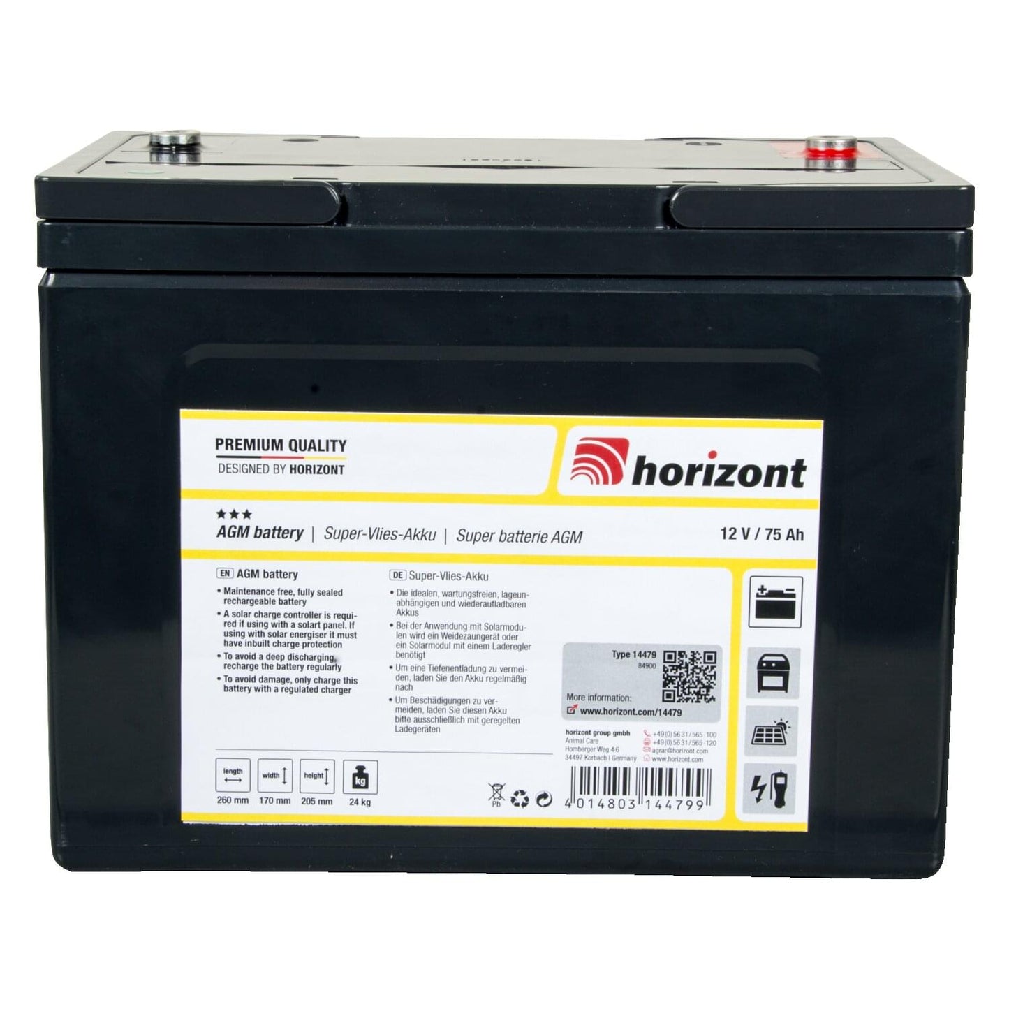 Blei-Gel-Akku 12 V / 75 Ah