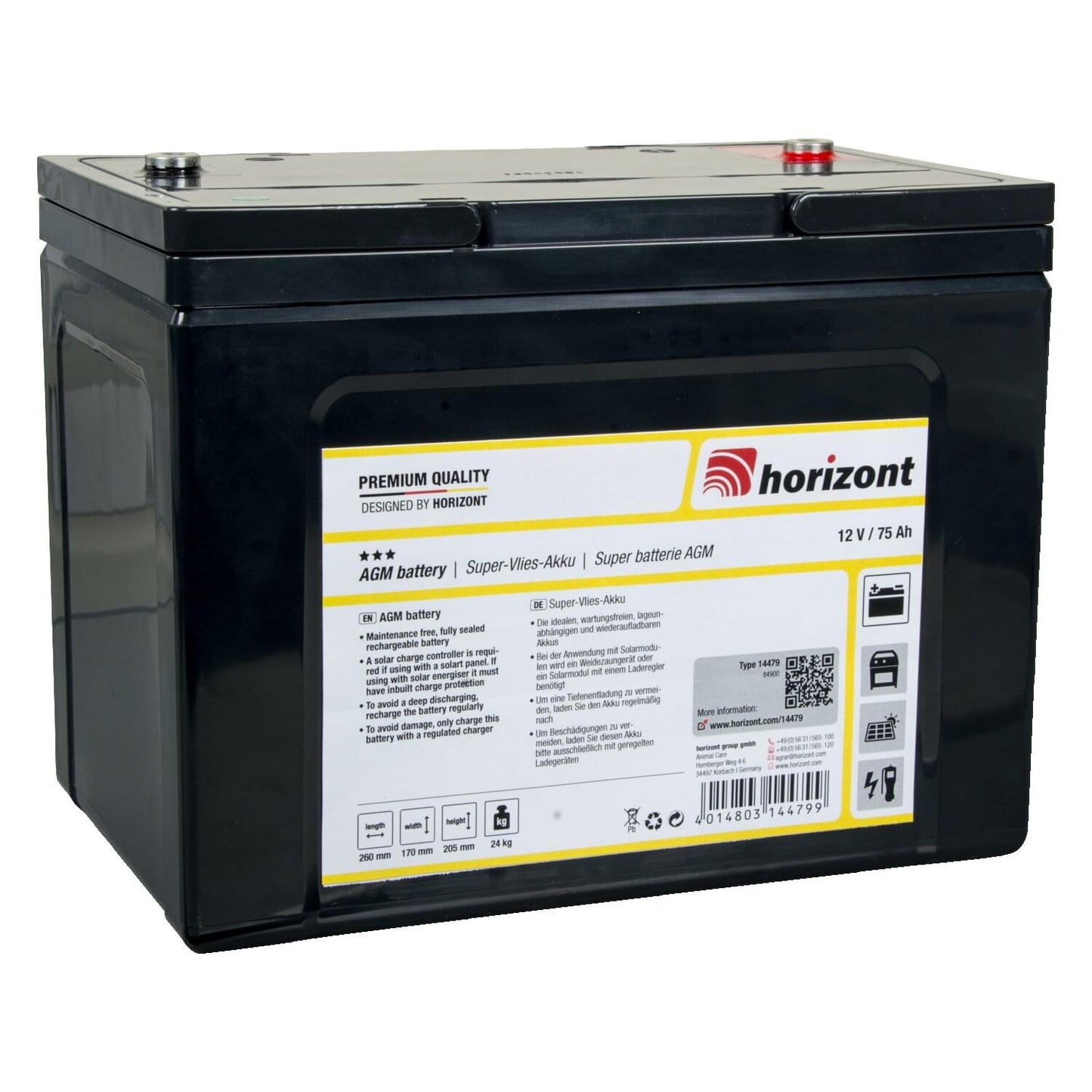 Blei-Gel-Akku 12 V / 75 Ah