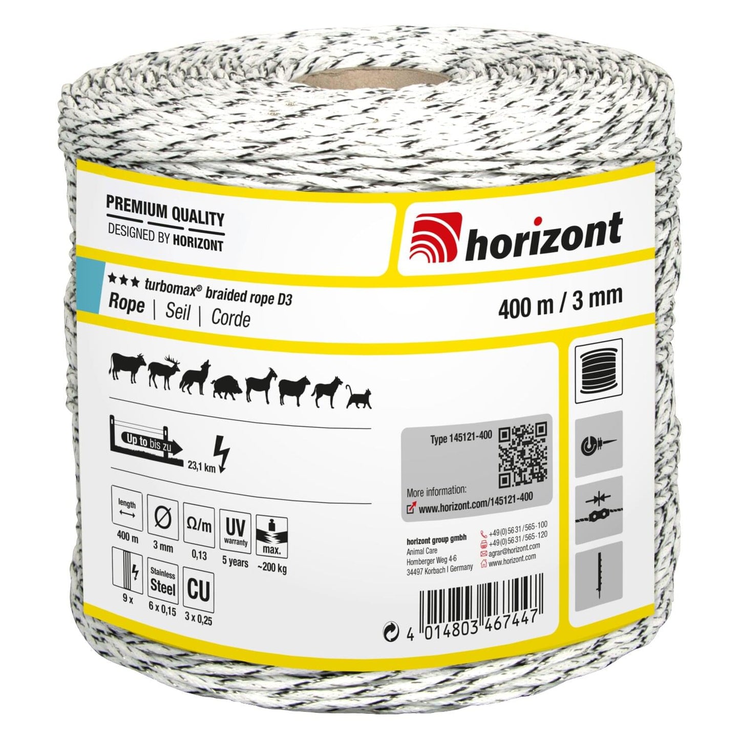 Weidezaunlitze turbomax® braided wire | 400 m | Ø 3 mm | 9 Leiter