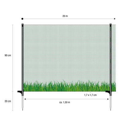 Begrenzungszaun FIX | 90 cm hoch | 20 m lang | 2 zusätzliche Pfähle