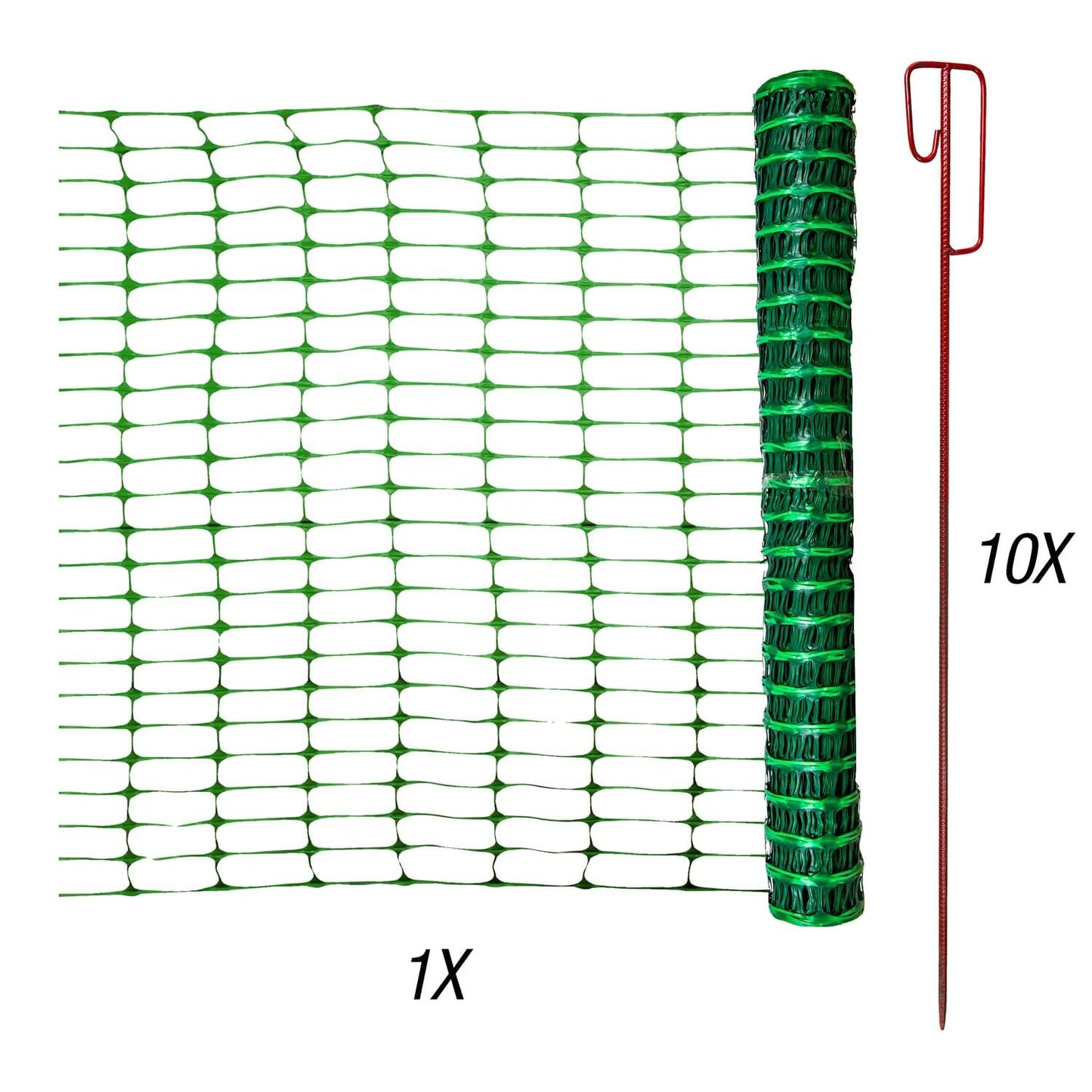Absperrzaun | 50 m lang | 1 m hoch | grün | Set inkl. 10 Absperrhalter