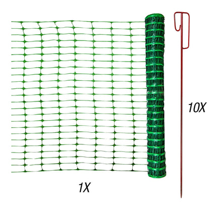 Absperrzaun | 50 m lang | 1 m hoch | grün | Set inkl. 10 Absperrhalter