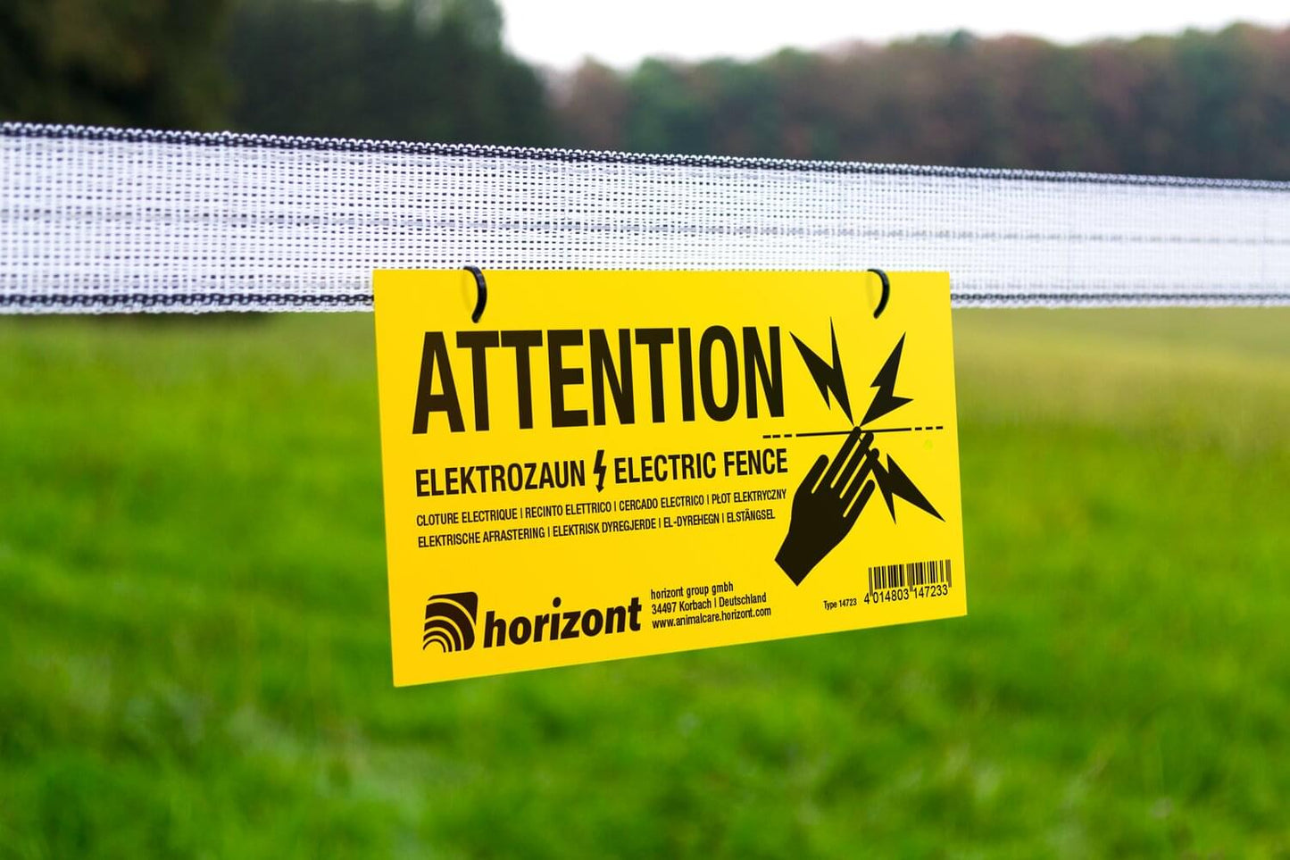 Warnschild "Vorsicht Elektrozaun" | international | beidseitig bedruckt