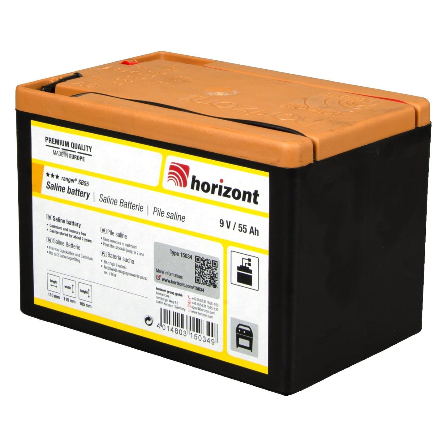 9 V Zinkkohle-Batterie | ranger® SB55 (9 V / 55 Ah)