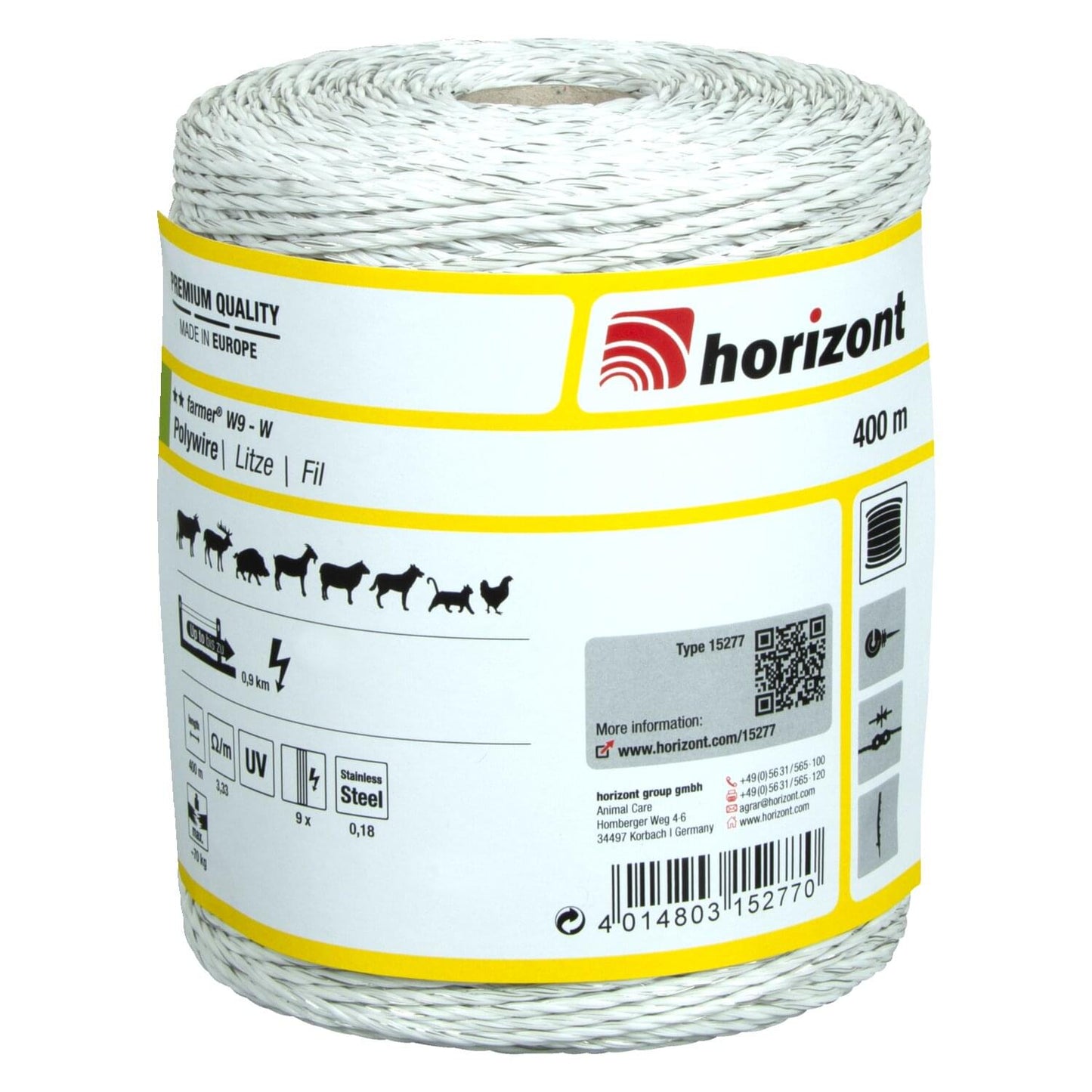 Weidezaunlitze farmer® W9-W | 400 m | 9 Leiter Ø 0,18 mm