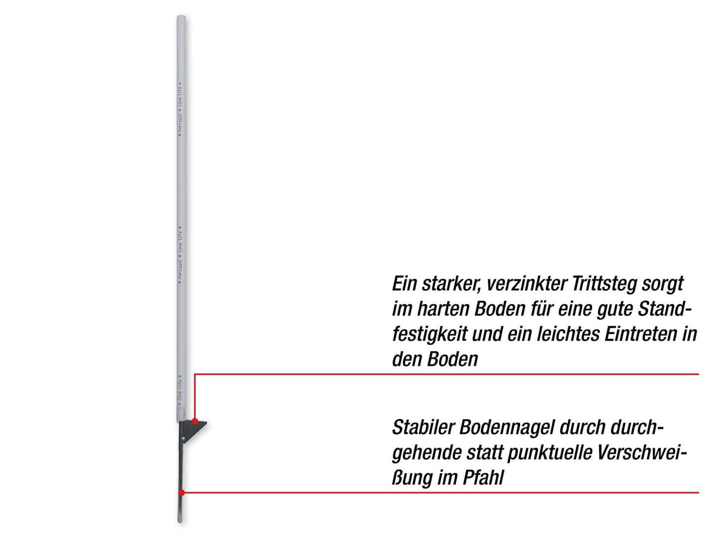 Kunststoffpfahl long life I 146 cm I weiß I 10 Stück
