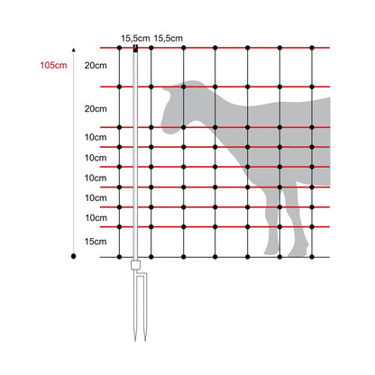 Schafnetz horinetz | 105 cm hoch | 50 m lang | Doppelspitze | elektrifizierbar