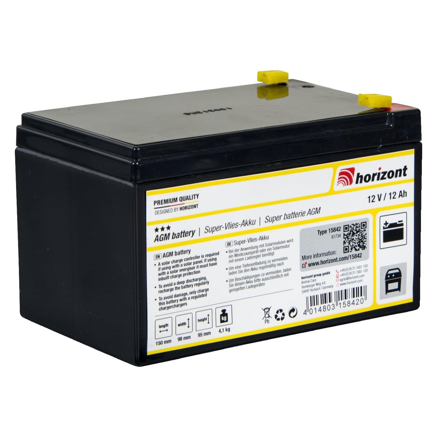 Super-Vlies-Akku 12 V / 12 Ah