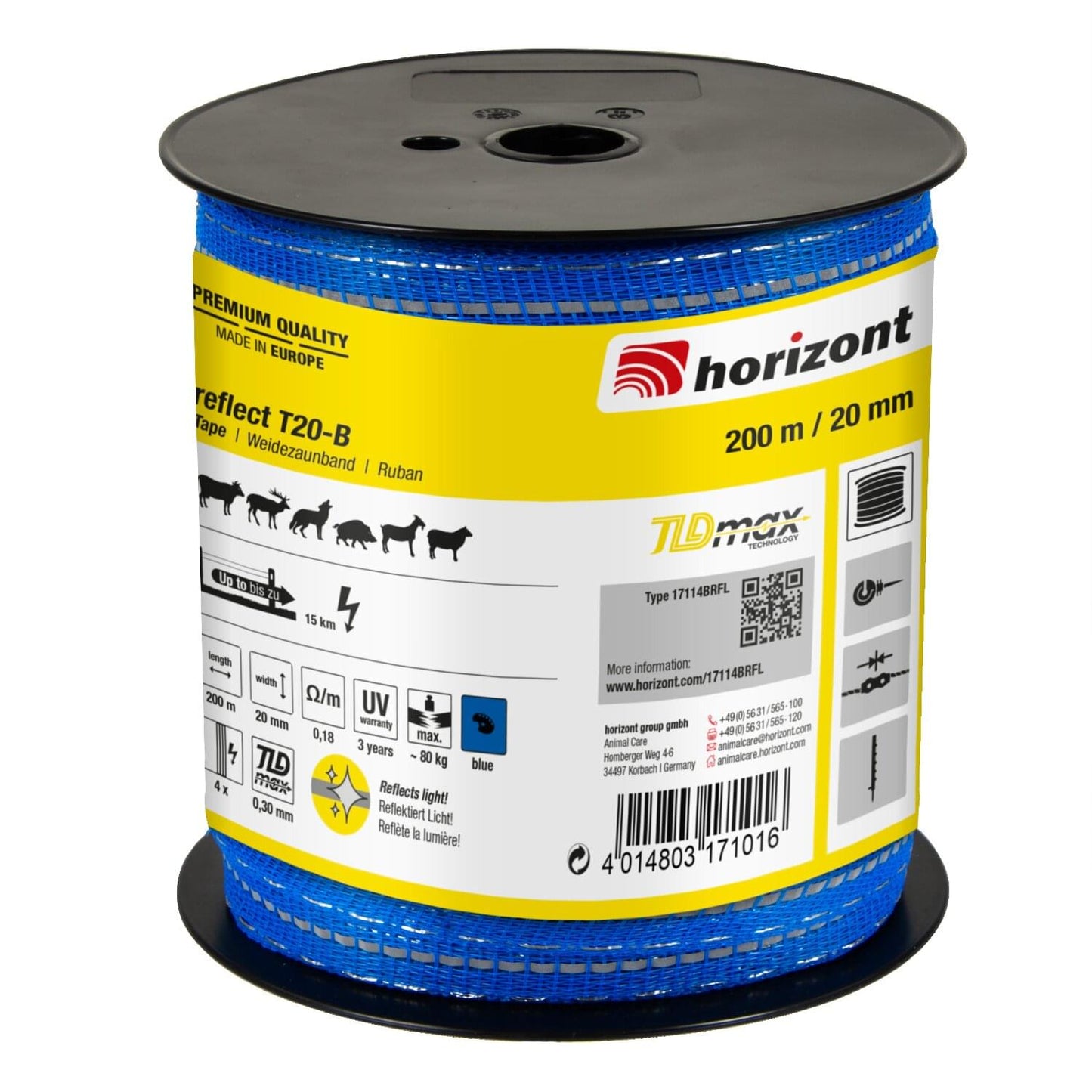 Weidezaunband reflect T20 | 200 m | 20 mm | blau