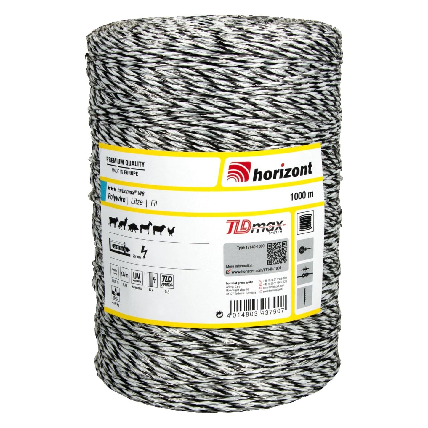 Weidezaunlitze turbomax® W6 | 1000 m | 6 Leiter Ø 0,30 mm