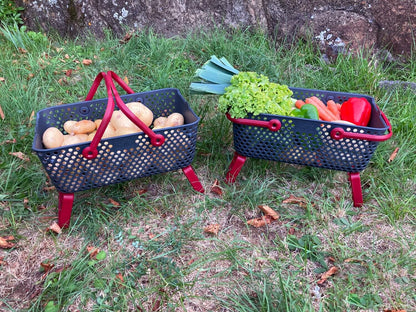 Kajo Erntekorb | grau / kirschrot  (15 L)