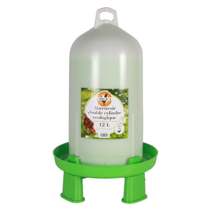 Doppelzylindertränke für Hühner | Greenline aus biobasiertem Kunststoff | (12 L) | mit Füßen