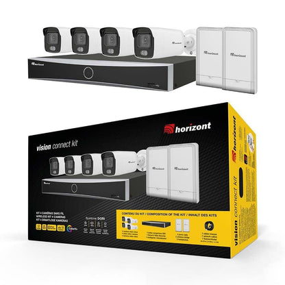 Überwachungskamera-Kit XXL | 4 Vision Colour Kameras | 2 Funkbrücken | NVR-Rekorder