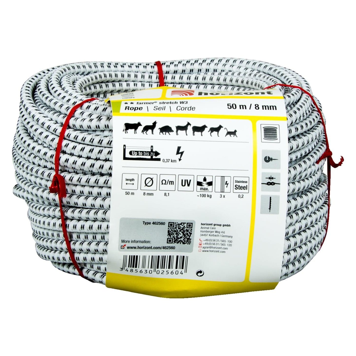 Weidezaunseil farmer® stretch W3 | 50 m | Ø 8 mm | 3 Leiter