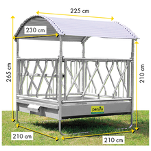 Profi-Viereckraufe mit Schrägfressgittern und Dach