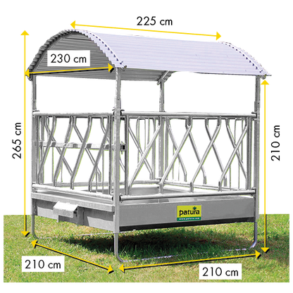 Profi-Viereckraufe mit Schrägfressgittern und Dach