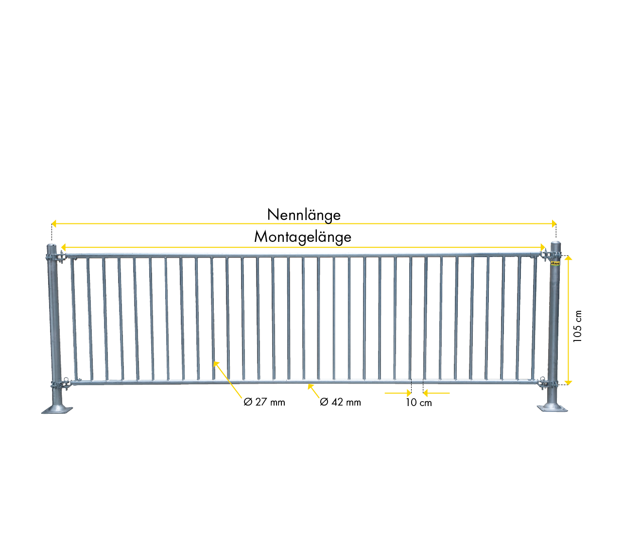 Abtrennung Kälber - Rohrabstand 10 cm - Höhe 1,05 m