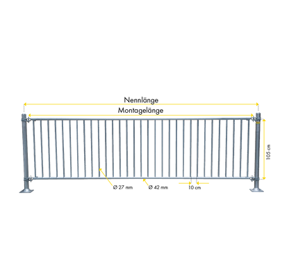 Abtrennung Kälber - Rohrabstand 10 cm - Höhe 1,05 m