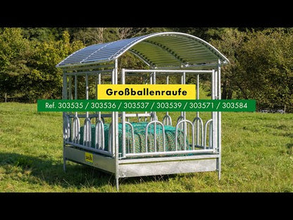 Großballenraufe mit Palisadenfressgittern und Dach