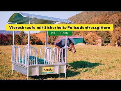 Viereckraufe mit Sicherheits-Palisadenfressgittern