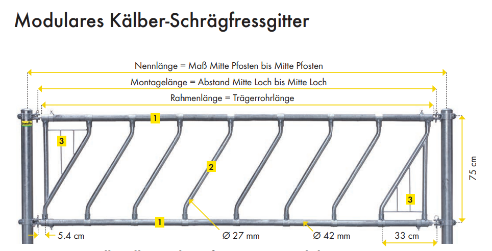 Trägergestell Kälber-Schrägfressgitter modular