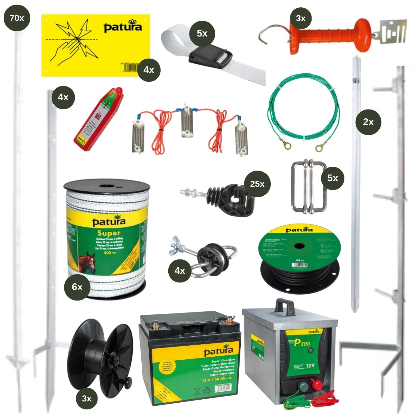 400m Weidezaun Komplettpaket für Pferde